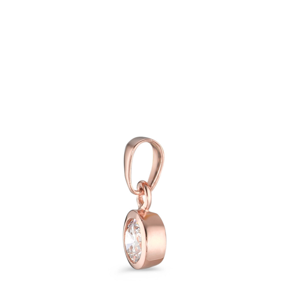 Ciondolo Argento Zirconia rosa dorato Ø6 mm