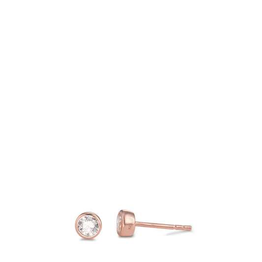 Orecchini a bottone Argento Zirconia 2 pietra rosa dorato Ø4.5 mm