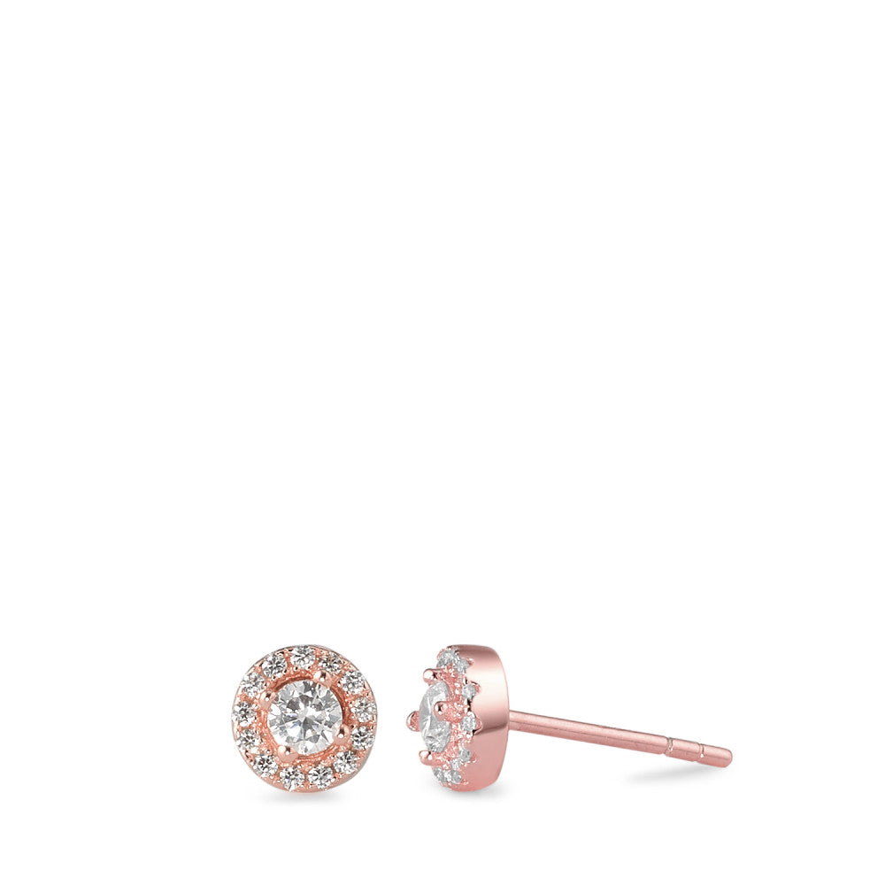 Orecchini a bottone Argento Zirconia rosa dorato Ø6 mm