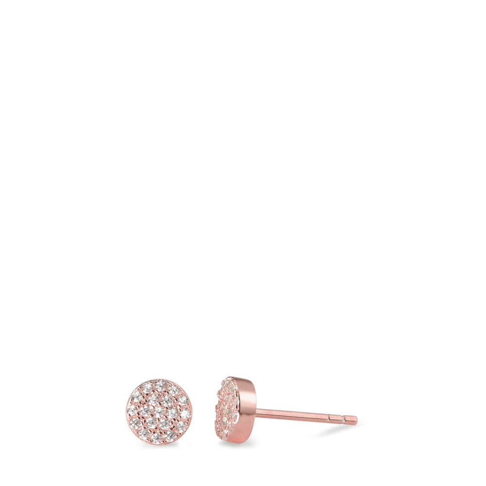 Orecchini a bottone Argento Zirconia rosa dorato Ø6 mm