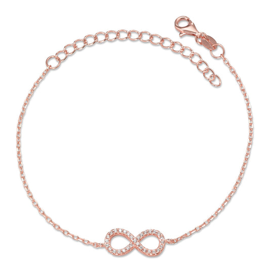 Bracciale Argento Zirconia rosa dorato Infinito 16-19 cm