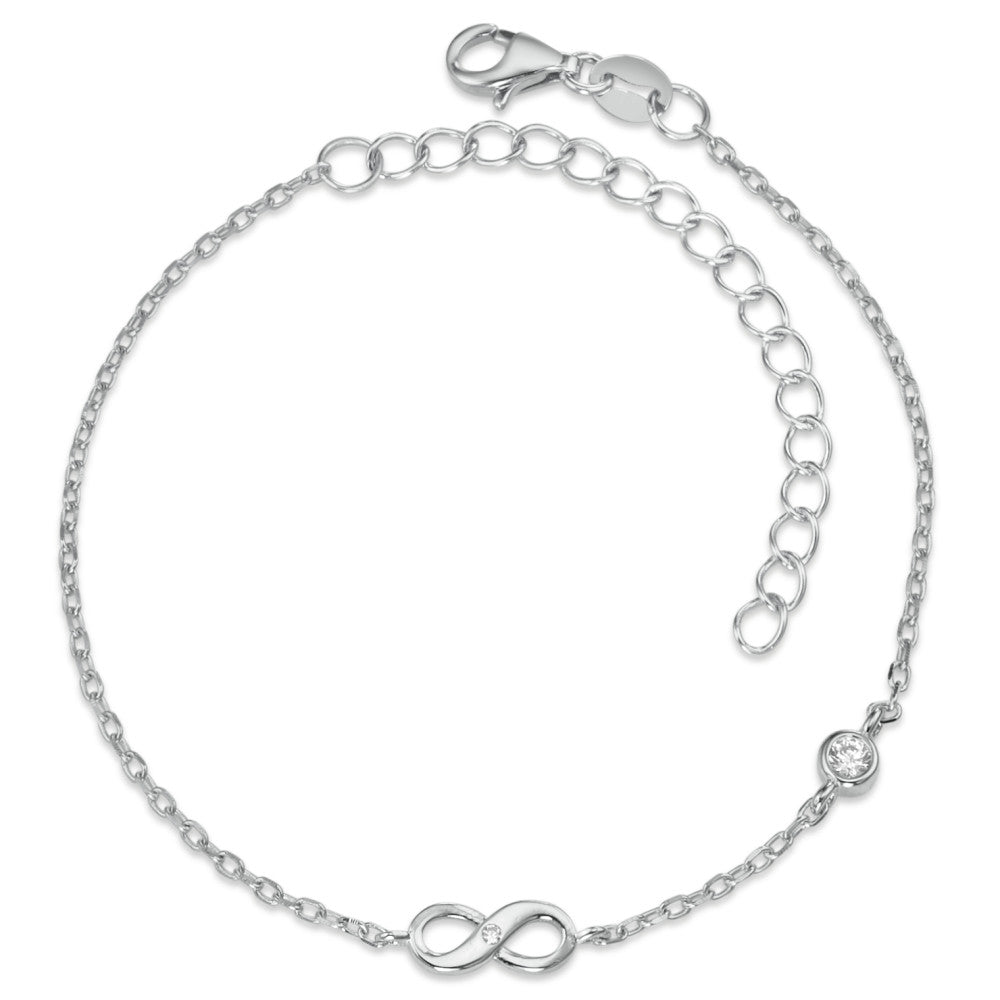 Bracciale Argento Zirconia 2 pietra rodiato Infinito 16-19 cm