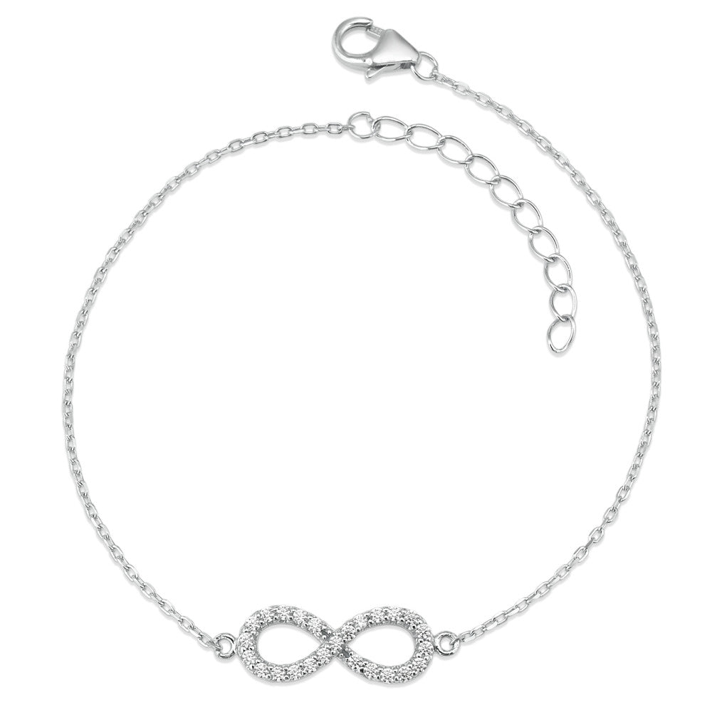 Bracciale Argento Zirconia rodiato Infinito 16-19 cm