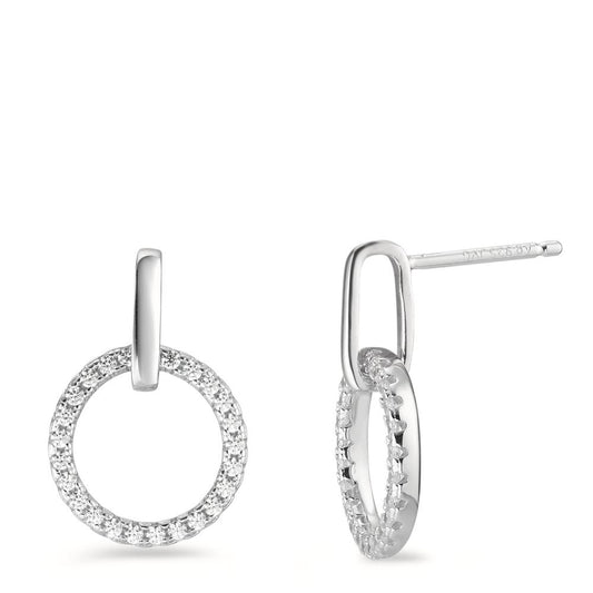 Orecchini Argento Zirconia rodiato Ø13 mm