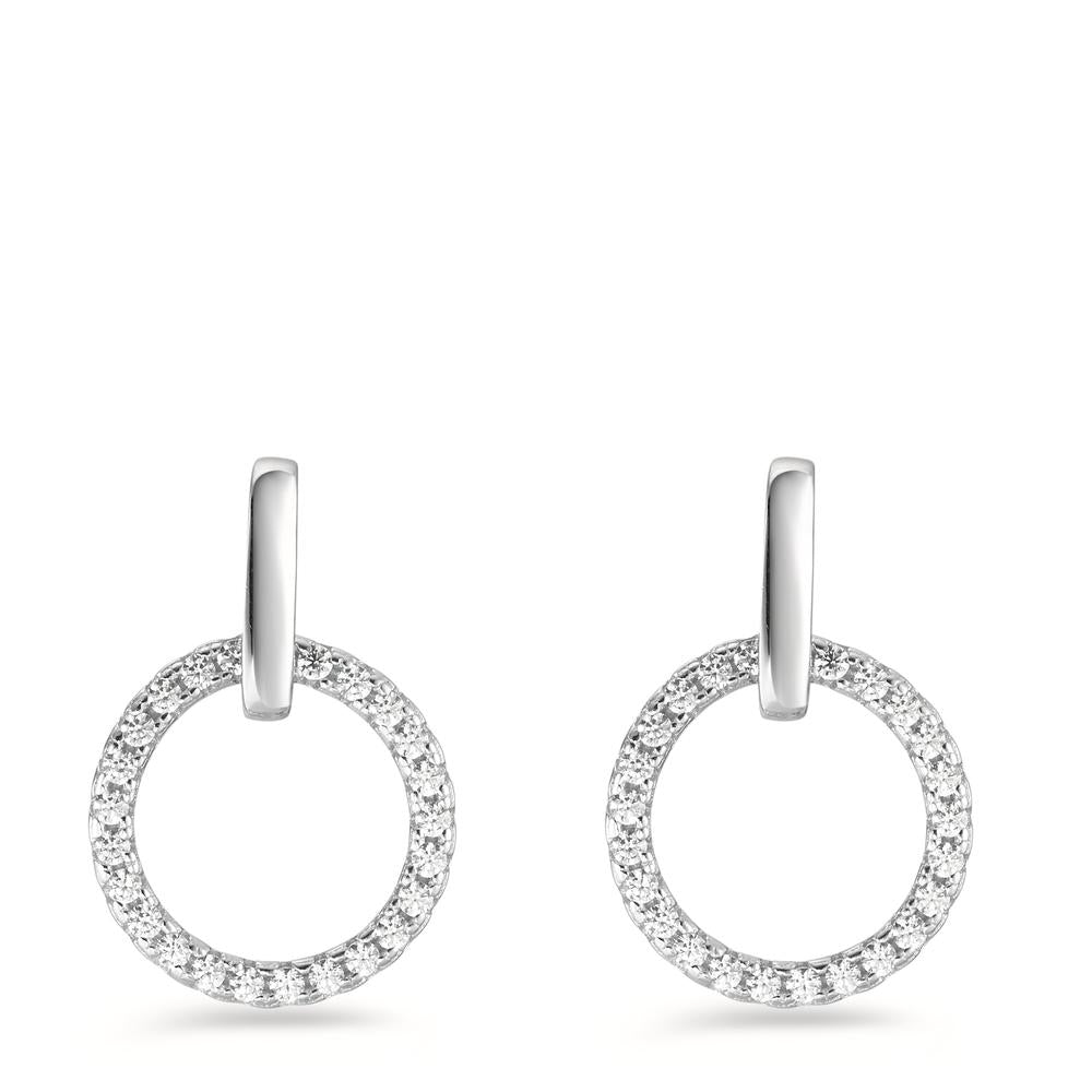 Orecchini Argento Zirconia rodiato Ø13 mm