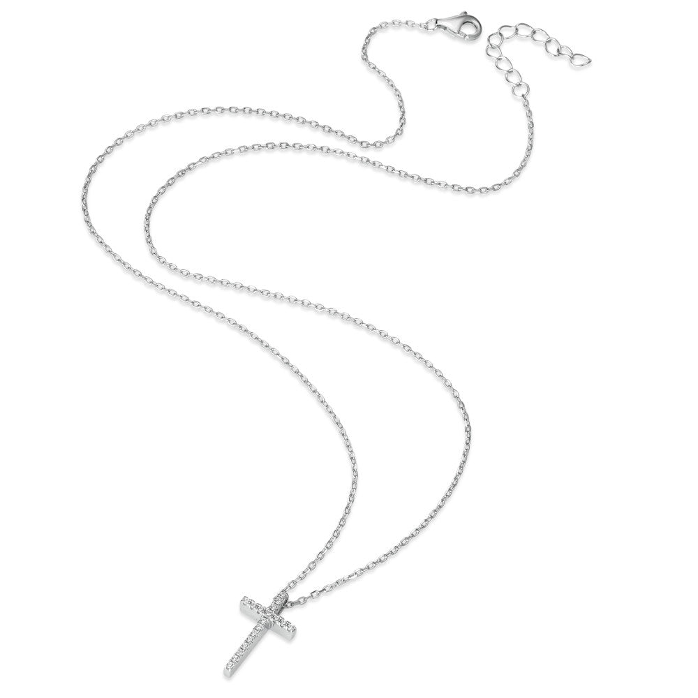 Collana Argento Zirconia rodiato Croce 40-43 cm