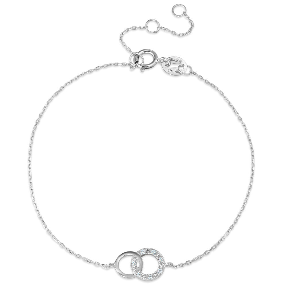 Bracciale Oro bianco 375/9K Diamante 0.025 ct, 7 pietra, w-pi1 15-18 cm