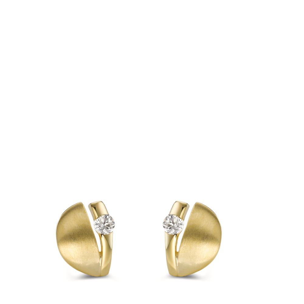 Orecchini a bottone Oro giallo 375/9K Zirconia 2 pietra