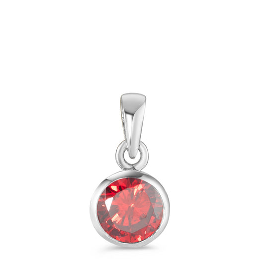 Ciondolo Argento Zirconia rosso rodiato Ø7.5 mm