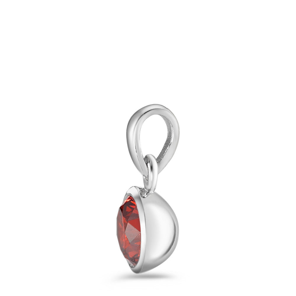 Ciondolo Argento Zirconia rosso rodiato Ø7.5 mm