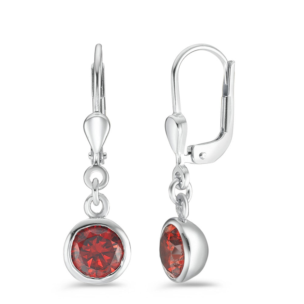 Orecchini Argento Zirconia rosso, 2 pietra rodiato Ø7.5 mm