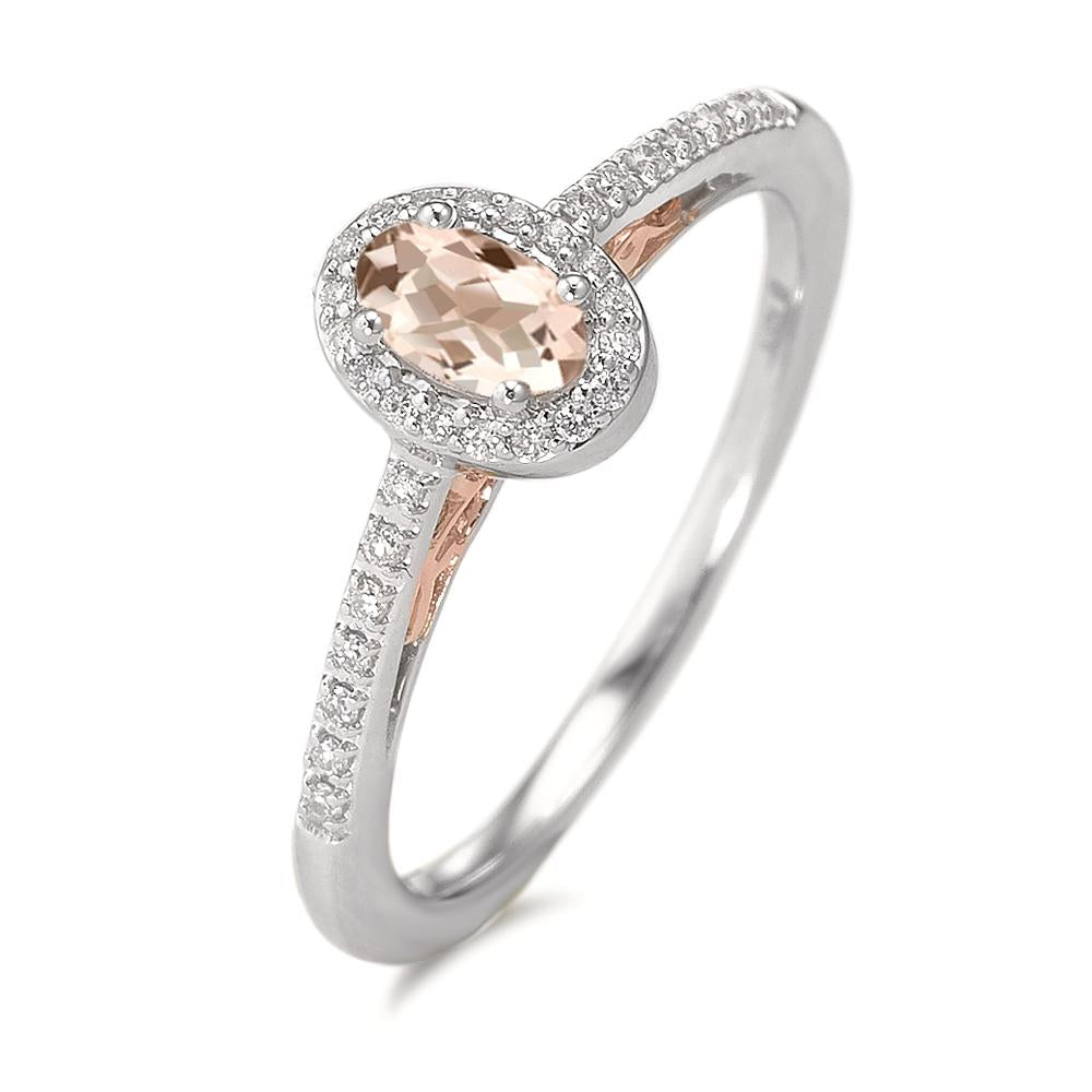 Anello Oro bianco 375/9K Diamante 0.09 ct, w-pi3, Morganite Champagne