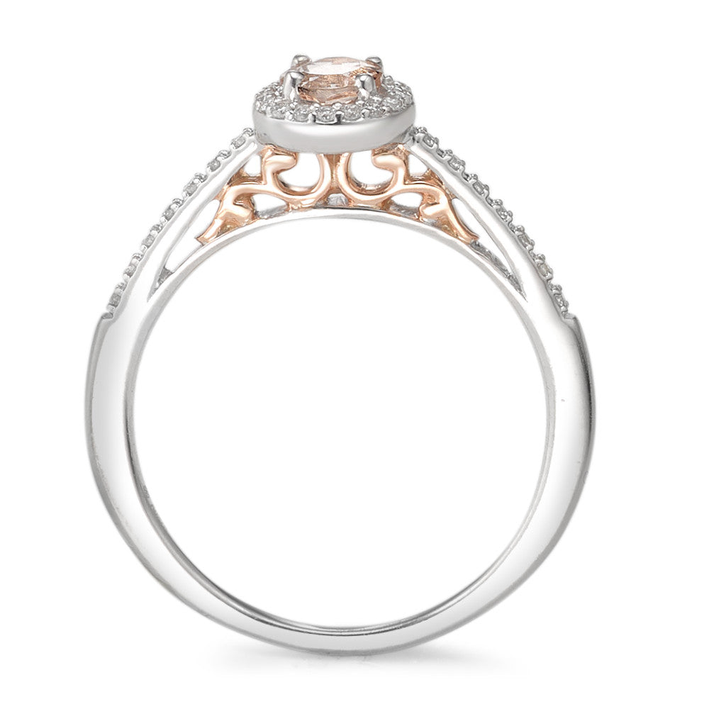 Anello Oro bianco 375/9K Diamante 0.10 ct, w-pi3, Morganite Champagne