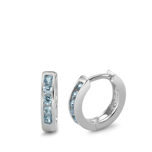 Orecchini circolari Argento Zirconia Azzurro rodiato