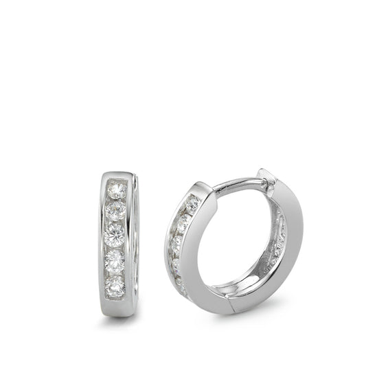 Orecchini circolari Argento Zirconia bianco rodiato