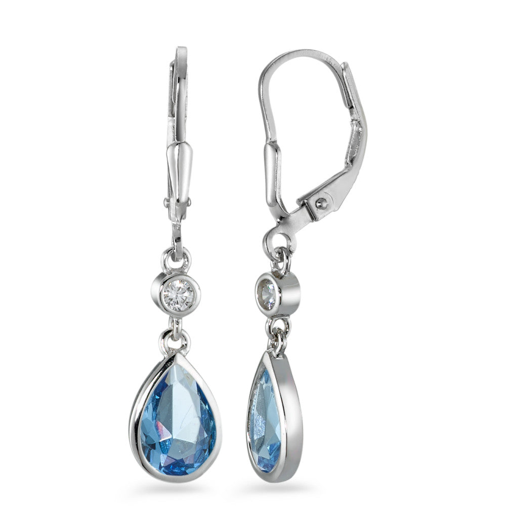 Orecchini Argento Zirconia acqua, 2 pietra, [Tropfen], Zirconia bianco, 2 pietra rodiato