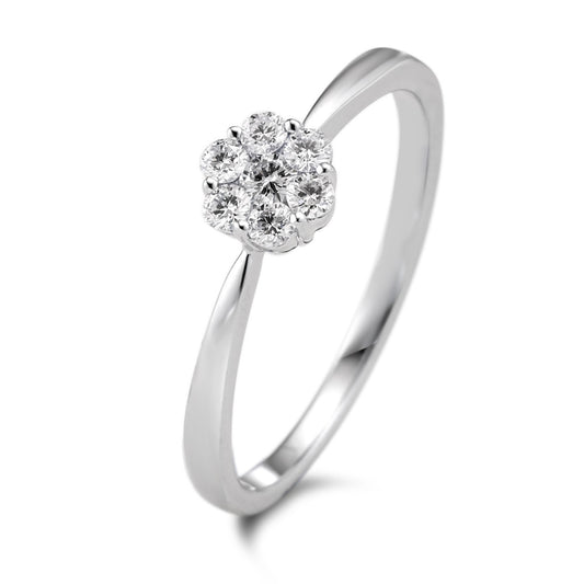 Anello Oro bianco 375/9K Diamante 0.18 ct, 7 pietra, w-si