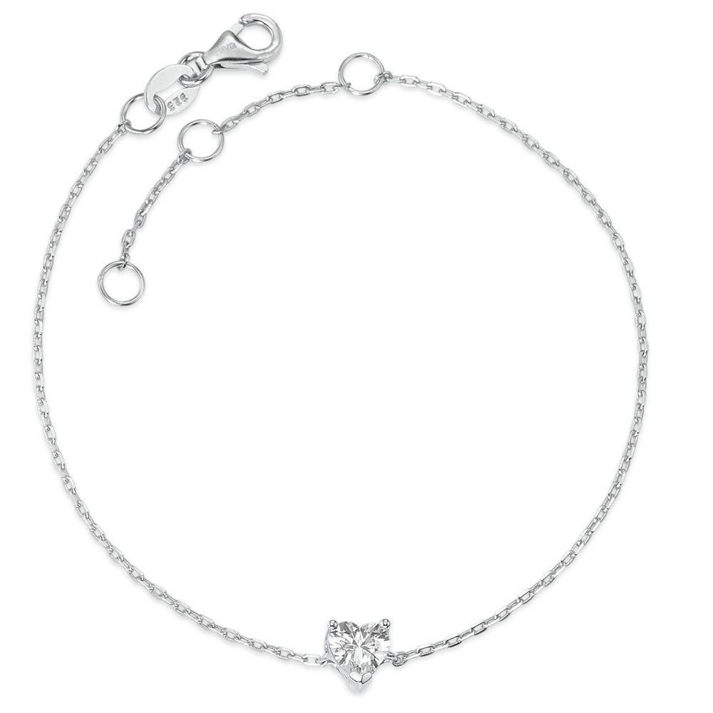 Bracciale Argento Zirconia rodiato Cuore 16-19 cm