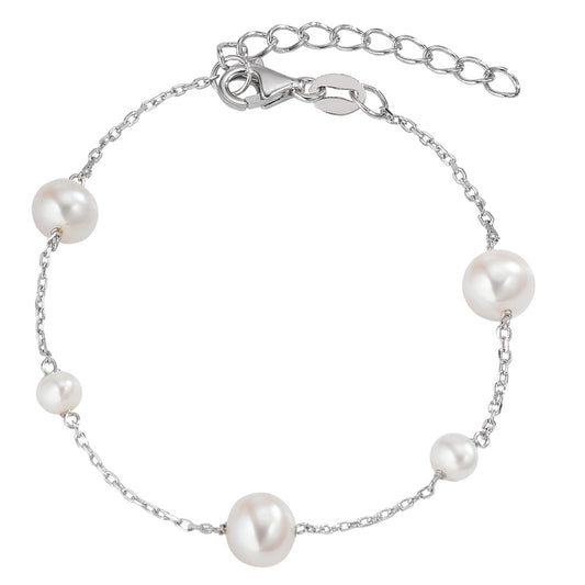 Bracciale Argento rodiato Perla coltivata d'acqua dolce 16-18 cm