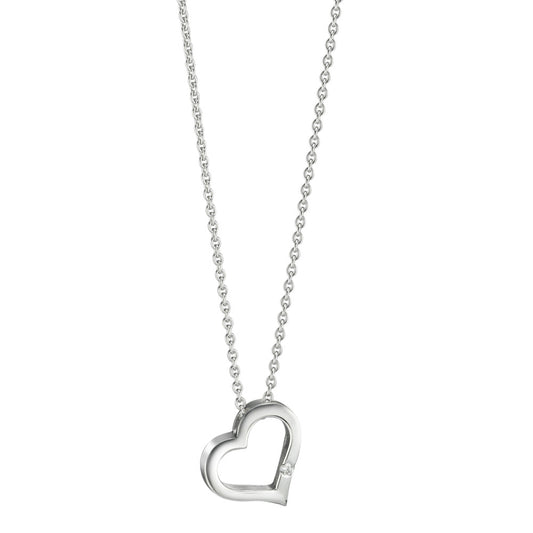 Collana Oro bianco 750/18 carati Diamante 0.015 ct, w-si Cuore 40-42 cm