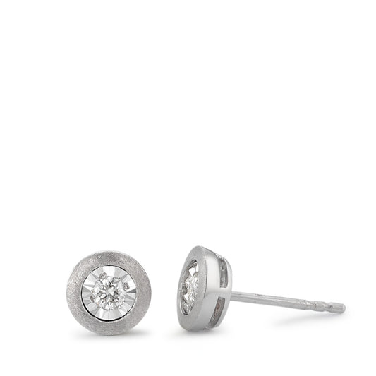 Orecchini a bottone Oro bianco 750/18 carati Diamante 0.10 ct, 2 pietra, w-si Ø6 mm
