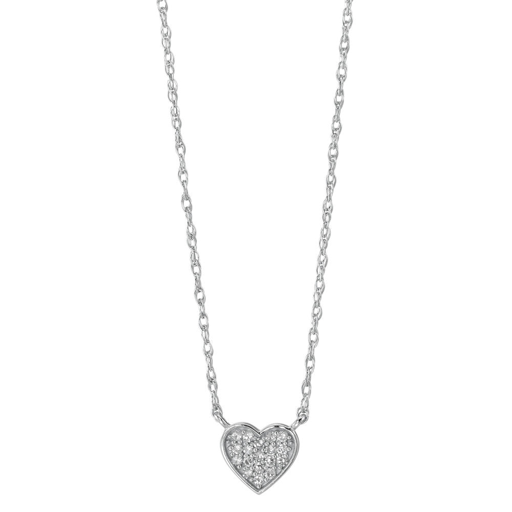 Collana Oro bianco 750/18 carati Diamante 0.05 ct, 18 pietra, w-si Cuore 40-46 cm