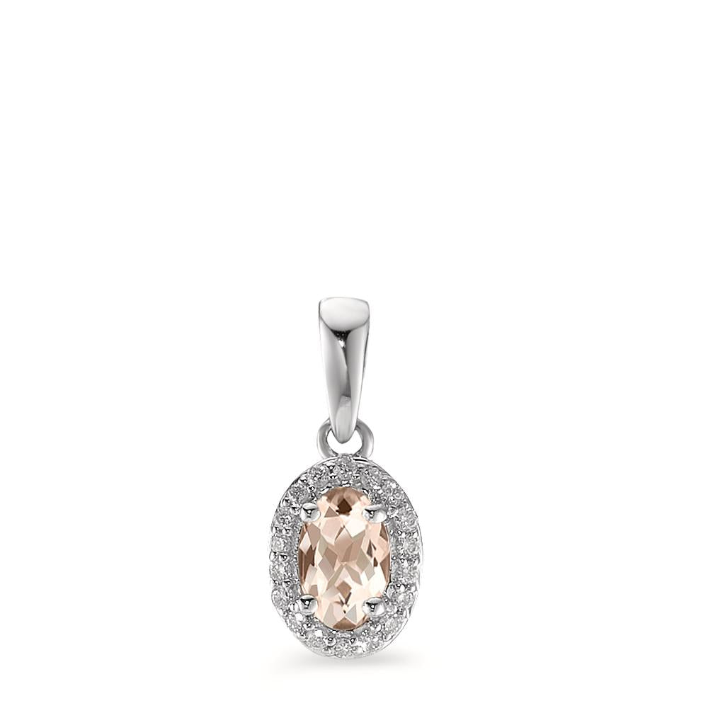 Ciondolo Oro bianco 375/9K Morganite Champagne, 0.36 ct, [oval], Diamante bianco, 0.06 ct, 18 pietra, w-pi3