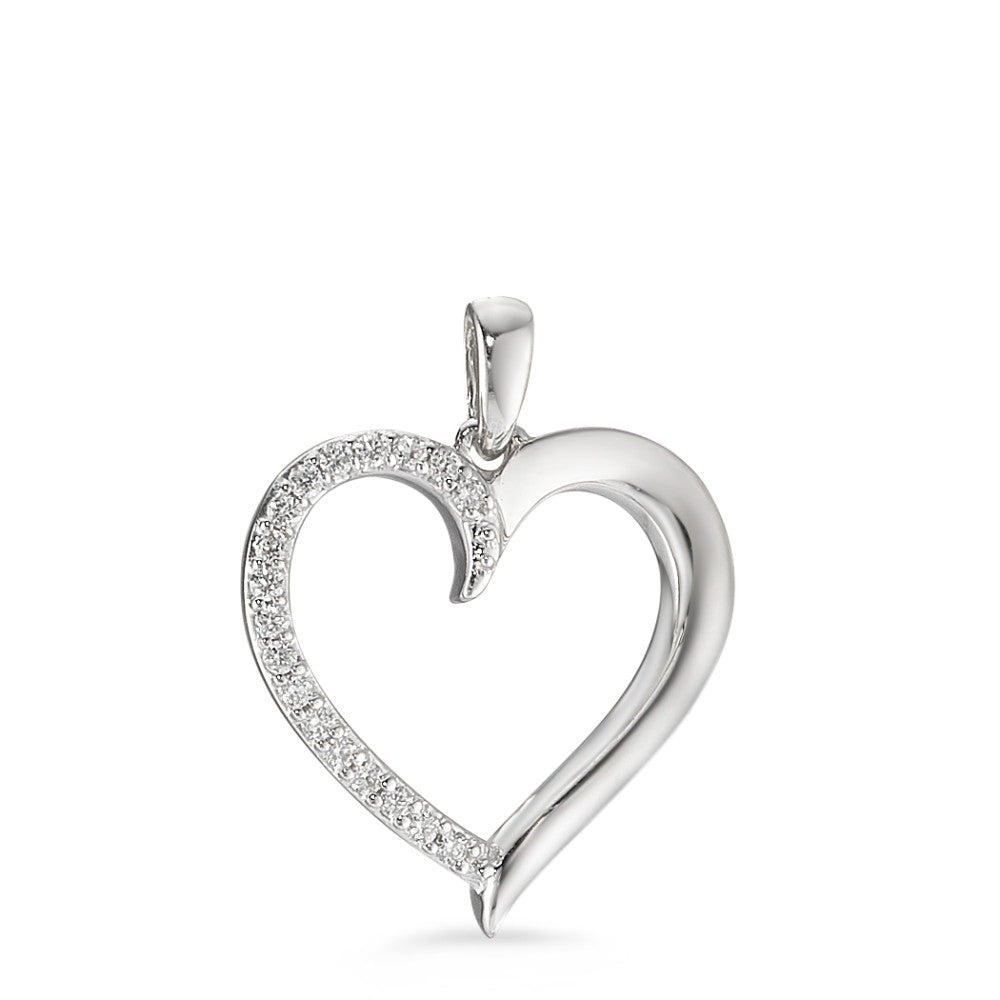 Ciondolo Oro bianco 375/9K Diamante 0.07 ct, 18 pietra, w-pi3 Cuore Ø14 mm