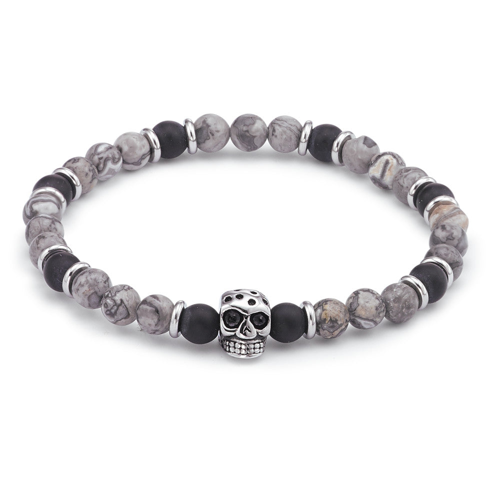 Bracciale Acciaio inossidabile Agata Cranio 21 cm Ø6 mm