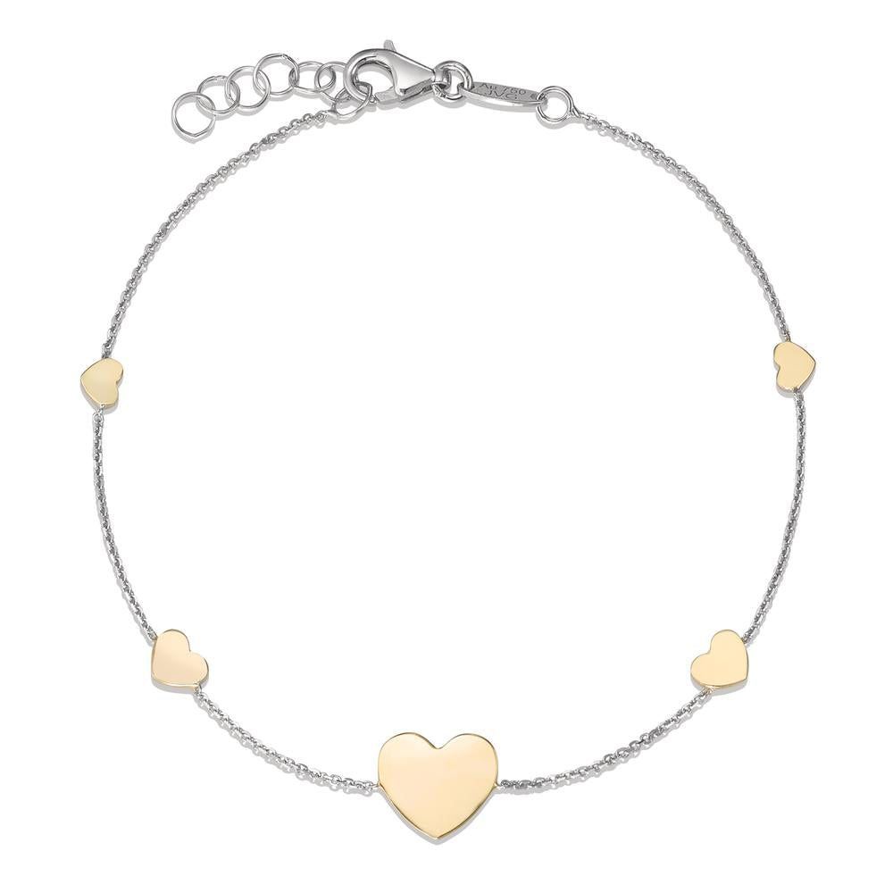 Bracciale Oro bianco 750/18 carati, Oro giallo 750/18 carati Cuore 17-18.5 cm