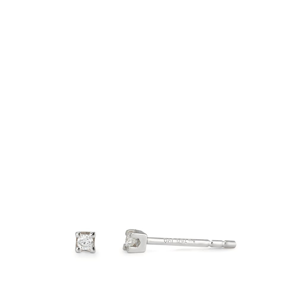 Orecchini a bottone Oro bianco 750/18 carati Diamante 0.04 ct, 2 pietra, w-si Ø2.2 mm