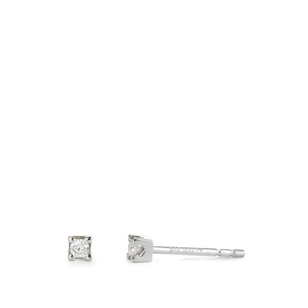 Orecchini a bottone Oro bianco 750/18 carati Diamante 0.06 ct, 2 pietra, w-si Ø2.5 mm