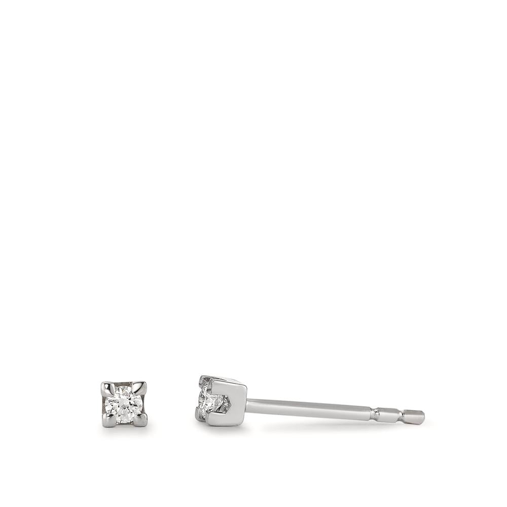 Orecchini a bottone Oro bianco 750/18 carati Diamante 0.10 ct, 2 pietra, w-si Ø2.5 mm