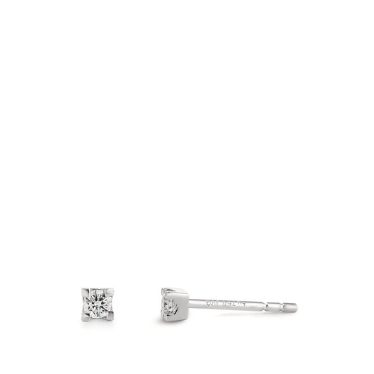 Orecchini a bottone Oro bianco 750/18 carati Diamante 0.14 ct, 2 pietra, w-si Ø3 mm