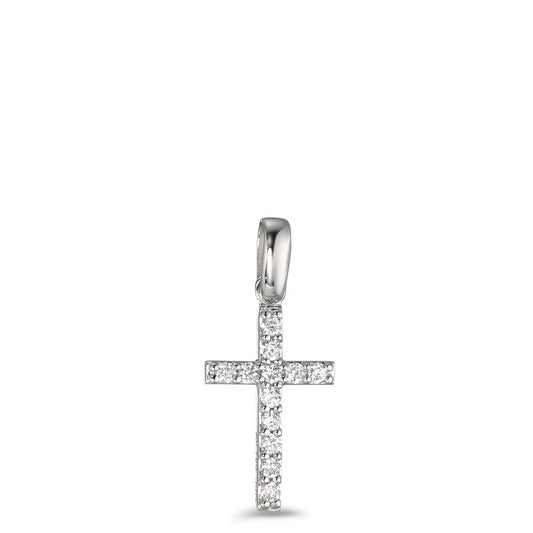 Ciondolo Oro bianco 750/18 carati Diamante 0.12 ct, 12 pietra, w-si Croce