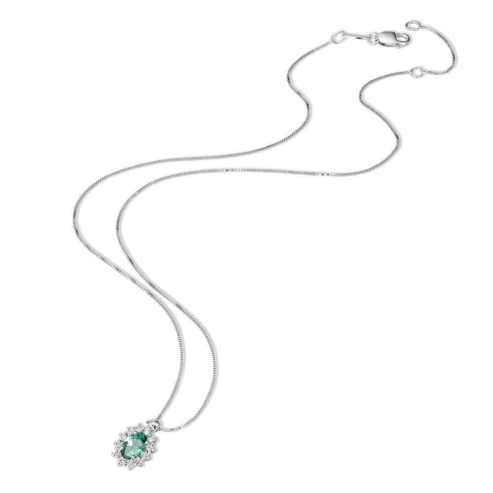 Collana Oro bianco 750/18 carati Smeraldo 0.40 ct, Diamante 0.18 ct, w-si 39-42 cm