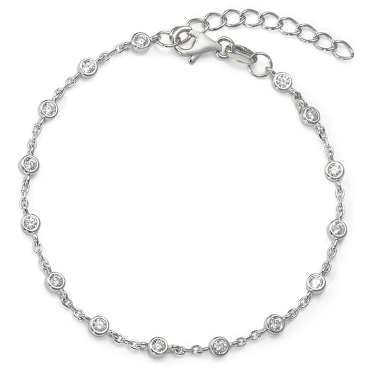 Bracciale Argento Zirconia 15 pietra rodiato 16-19 cm