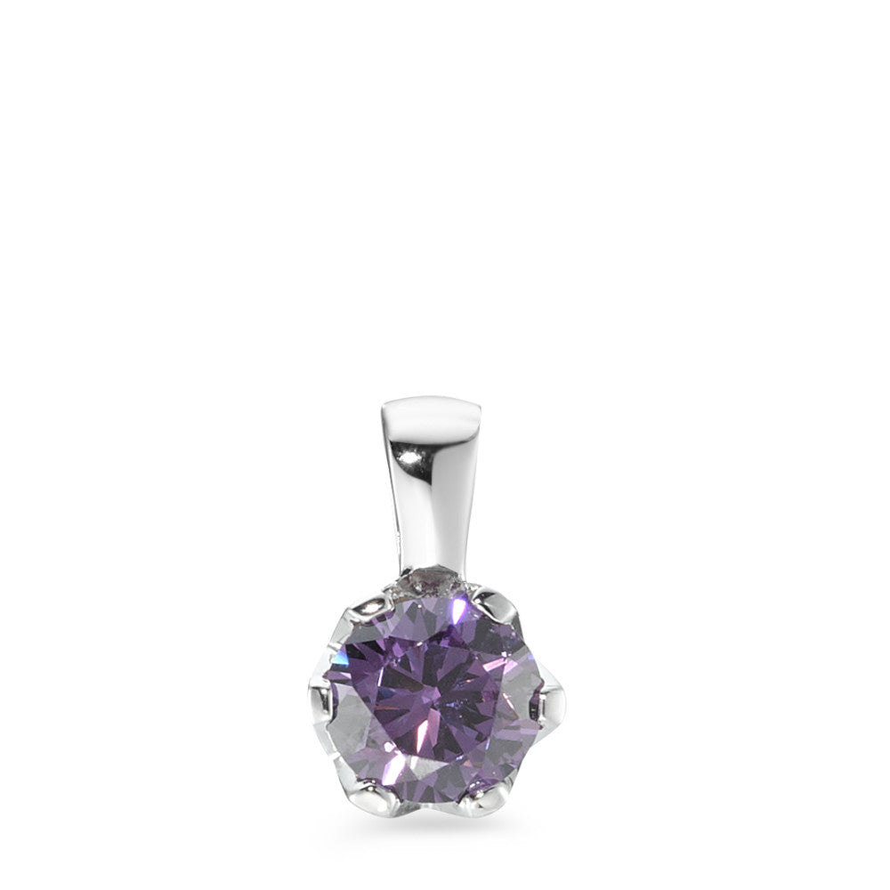 Ciondolo Argento Zirconia Viola rodiato Ø7 mm