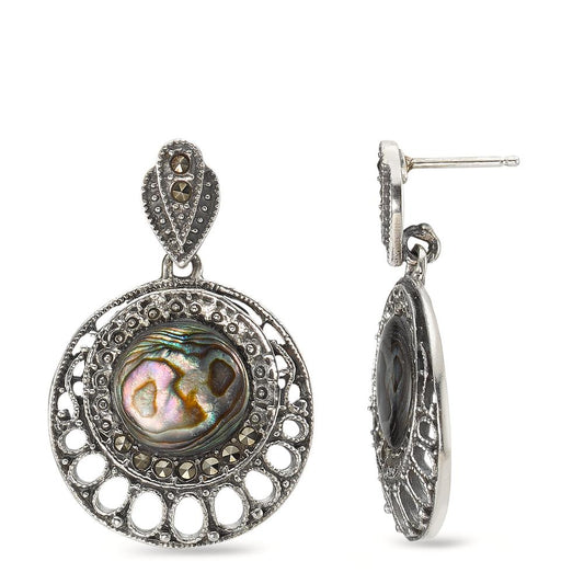 Orecchini Argento Marcasite patinato Ø23 mm