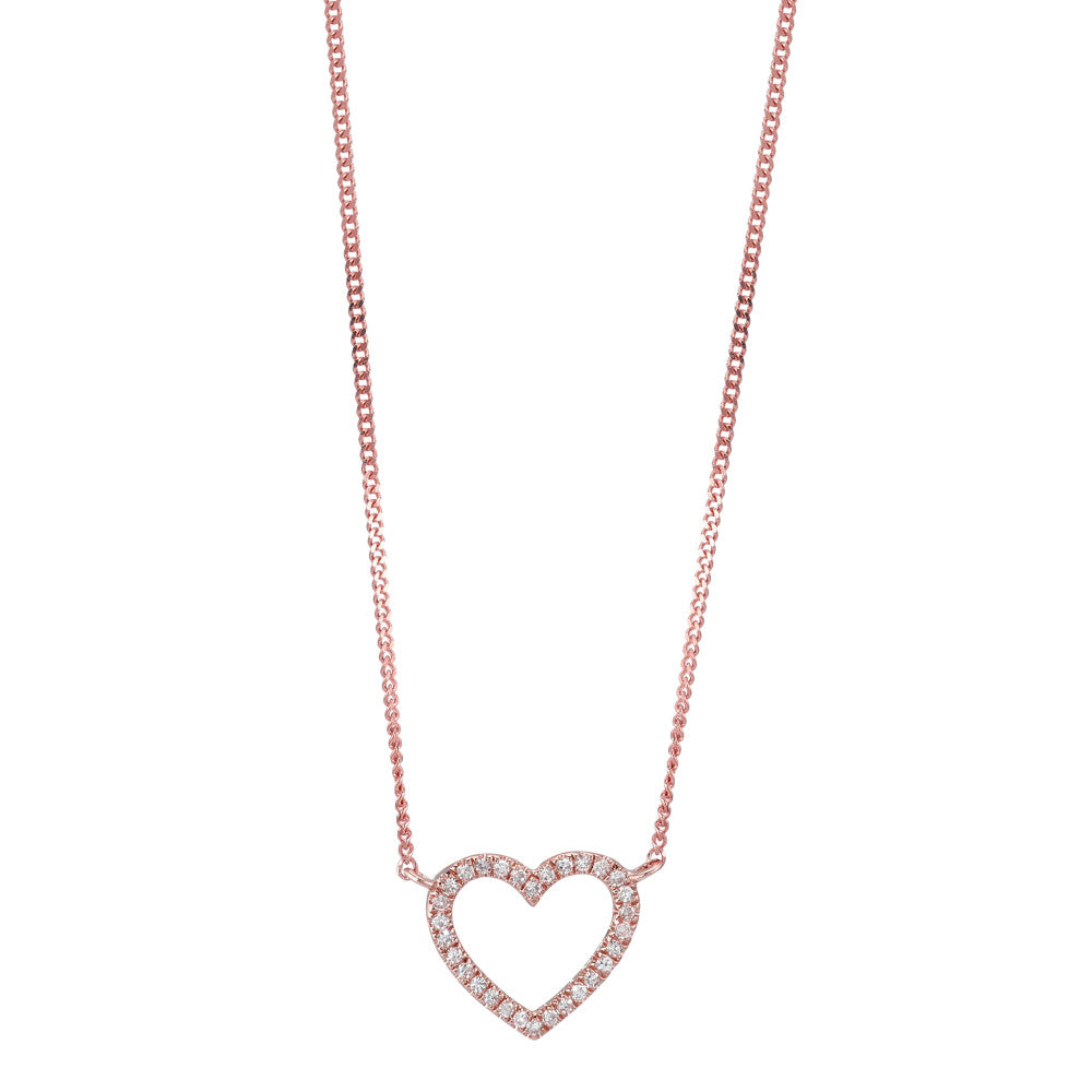 Collana Oro rosso 585/14 kt Diamante 0.05 ct, w-si Cuore 42 cm