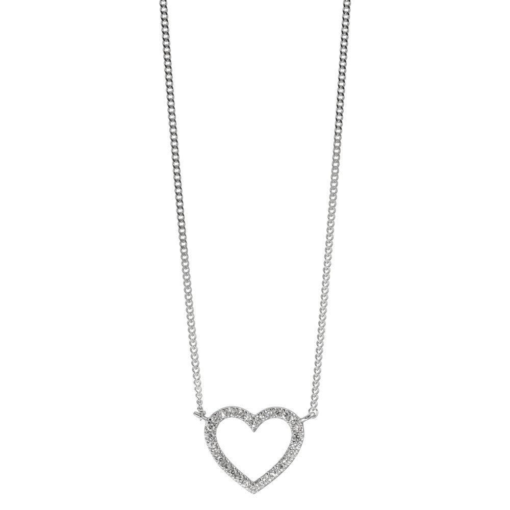 Collana Oro bianco 585/14 kt Diamante 0.06 ct, w-si Cuore 42 cm