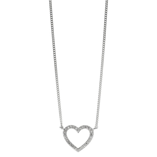 Collana Oro bianco 585/14 kt Diamante 0.06 ct, w-si Cuore 42 cm