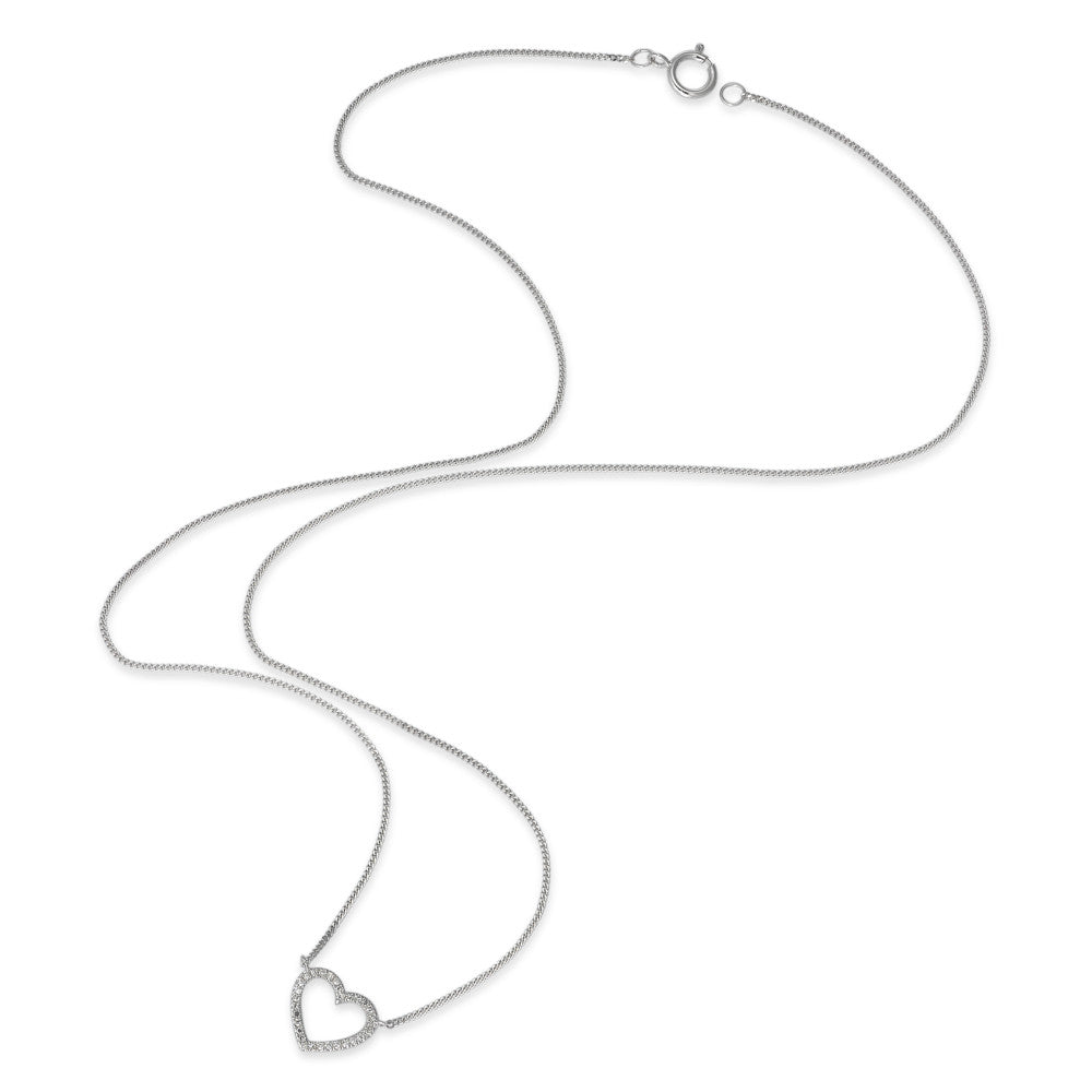 Collana Oro bianco 585/14 kt Diamante 0.06 ct, w-si Cuore 42 cm