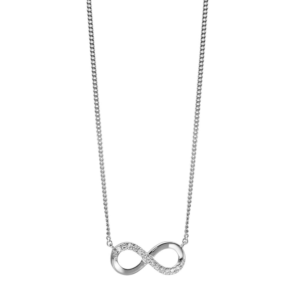 Collana Oro bianco 585/14 kt Diamante 0.035 ct, 15 pietra, w-si Infinito 42 cm