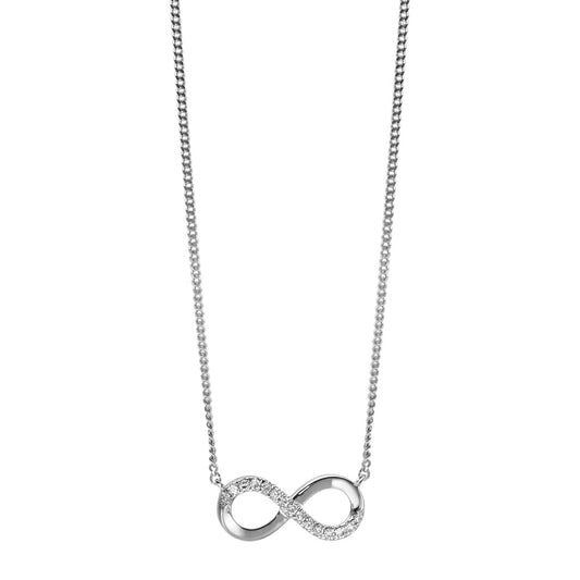 Collana Oro bianco 585/14 kt Diamante 0.035 ct, 15 pietra, w-si Infinito 42 cm