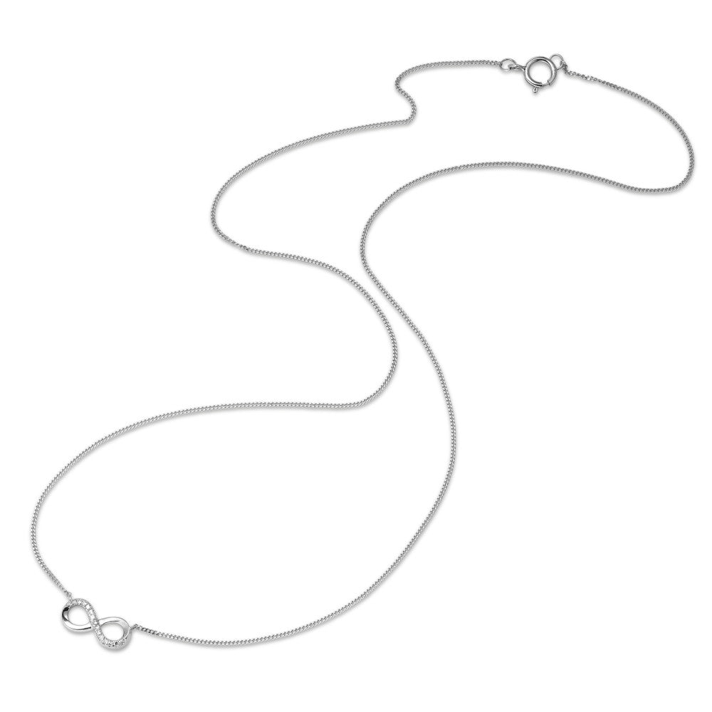 Collana Oro bianco 585/14 kt Diamante 0.035 ct, 15 pietra, w-si Infinito 42 cm