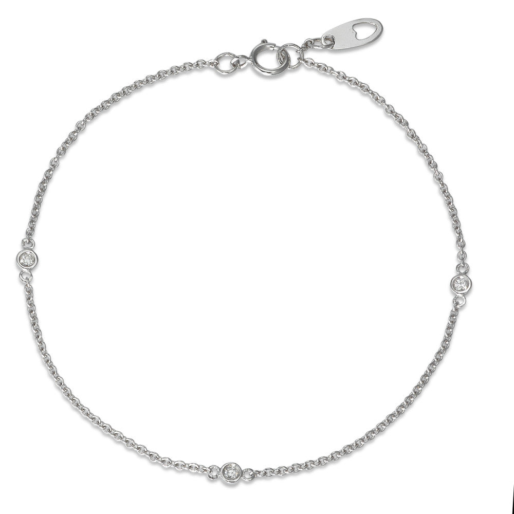 Bracciale Oro bianco 750/18 carati Diamante 0.06 ct, 3 pietra, w-si 17 cm