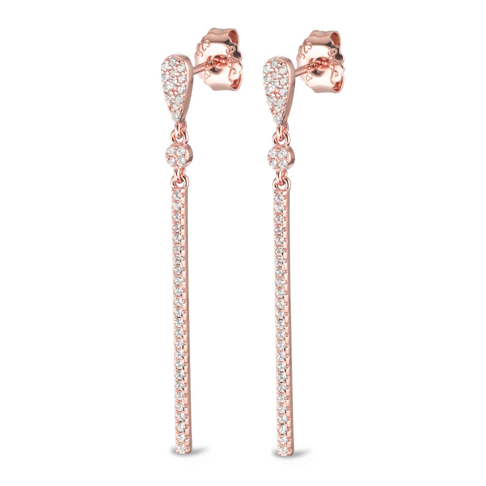 Orecchini Argento Zirconia rosa dorato