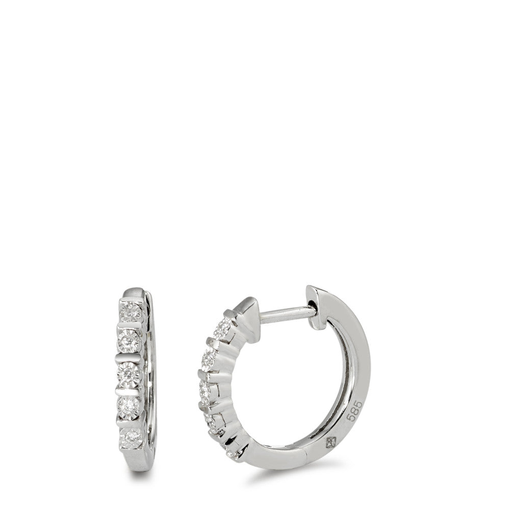 Orecchini circolari Oro bianco 585/14 kt Diamante 0.04 ct, 10 pietra, w-si