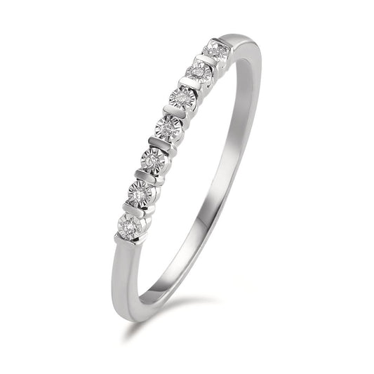 Anelli di memoria Oro bianco 585/14 kt Diamante 0.03 ct, 7 pietra, w-si